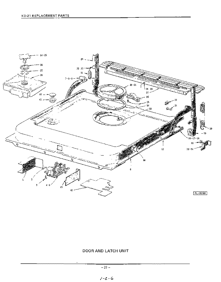 DOOR AND LATCH Diagram and Parts List for KDC21D  KitchenAid Dishwasher