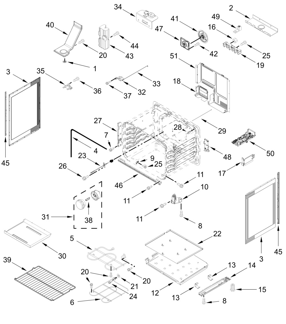 Chassis Parts Diagram and Parts List for MFES7030SZ0  Whirlpool Range
