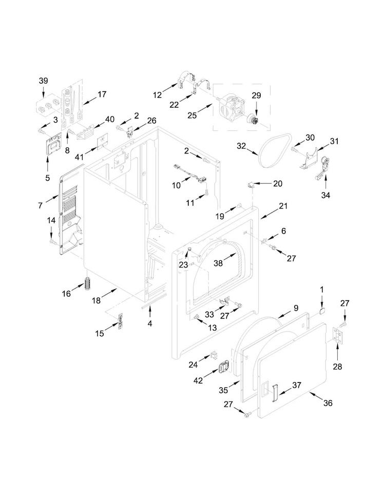 Cabinet Parts Diagram and Parts List for WED4815EW1  Whirlpool Dryer
