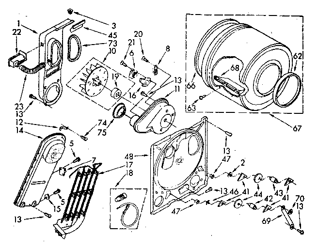 Bulkhead Diagram and Parts List for LE5800XSN3  Whirlpool Dryer