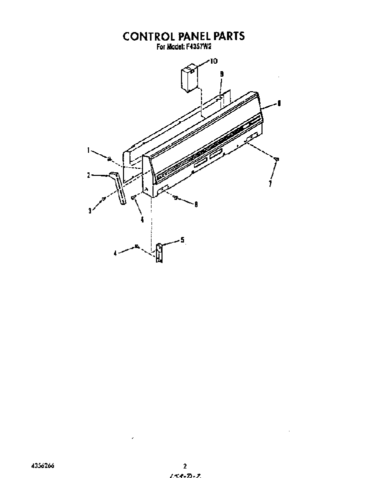 Control Panel Diagram and Parts List for F4357*2  Roper Range