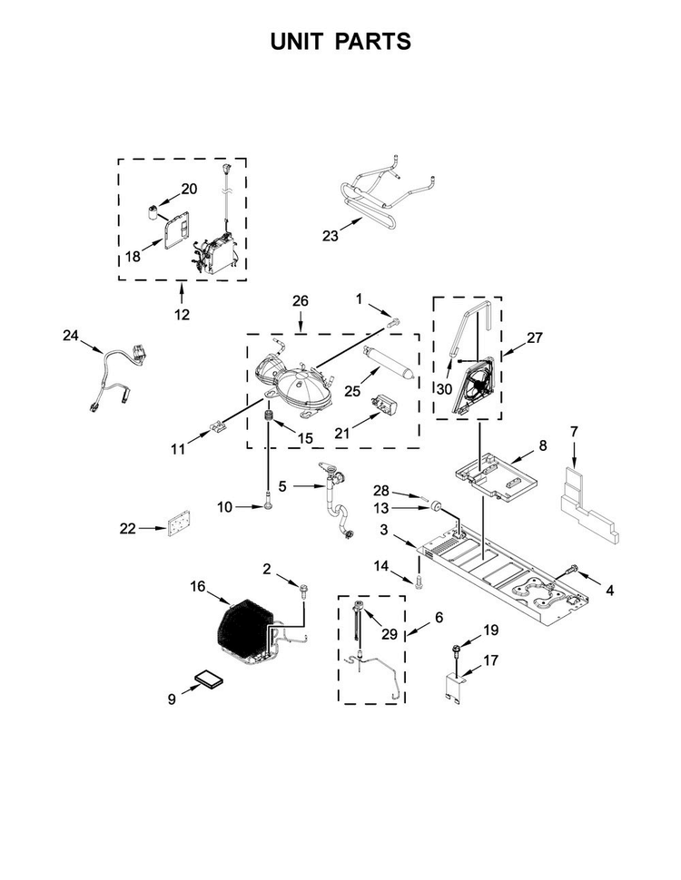 Unit Parts Diagram and Parts List for WRF954CIHM00  Whirlpool Refrigerator