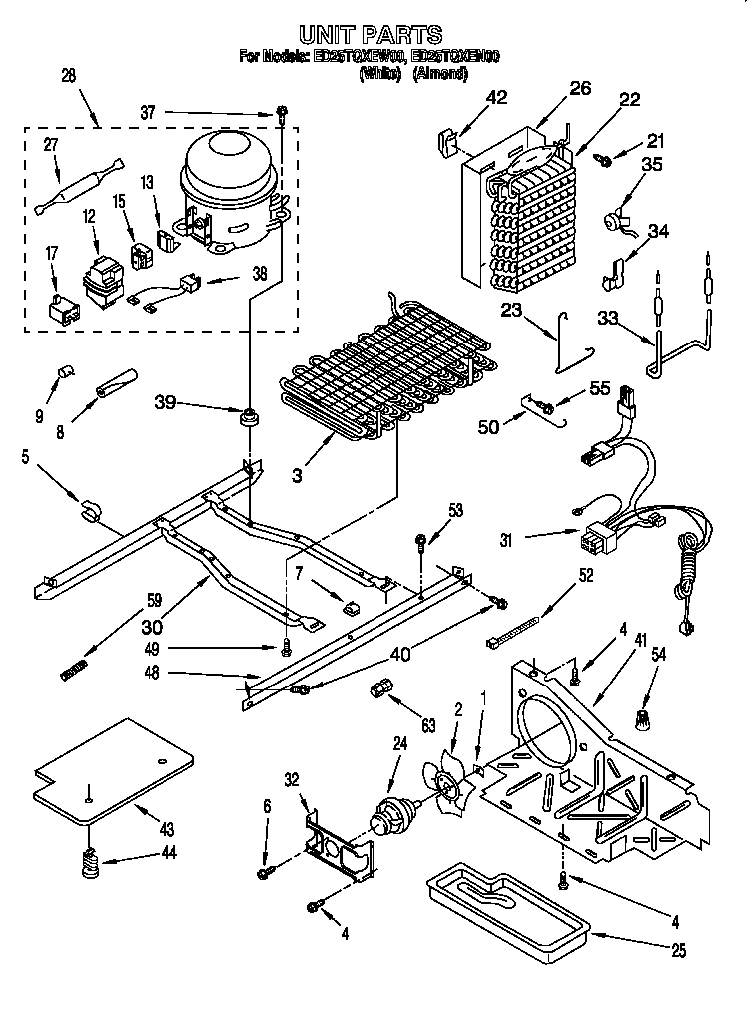 Unit Diagram and Parts List for 824421985  Whirlpool Refrigerator
