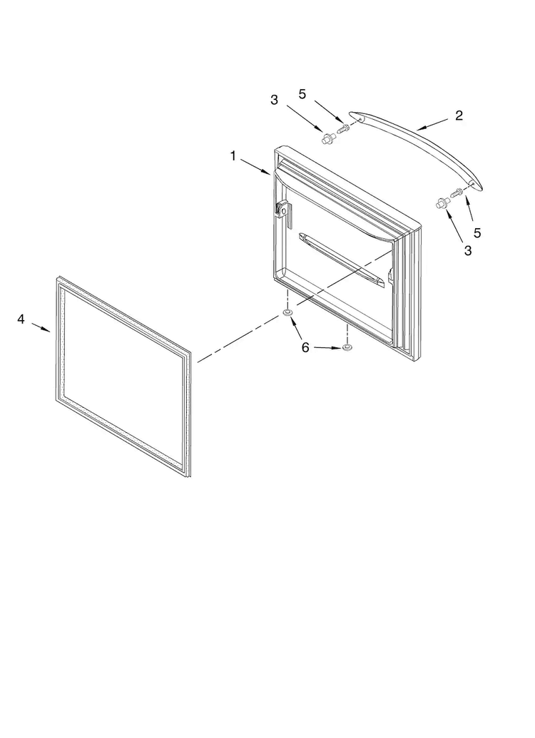 Freezer Door Parts Diagram and Parts List for KBFL25ETWH11  KitchenAid Refrigerator