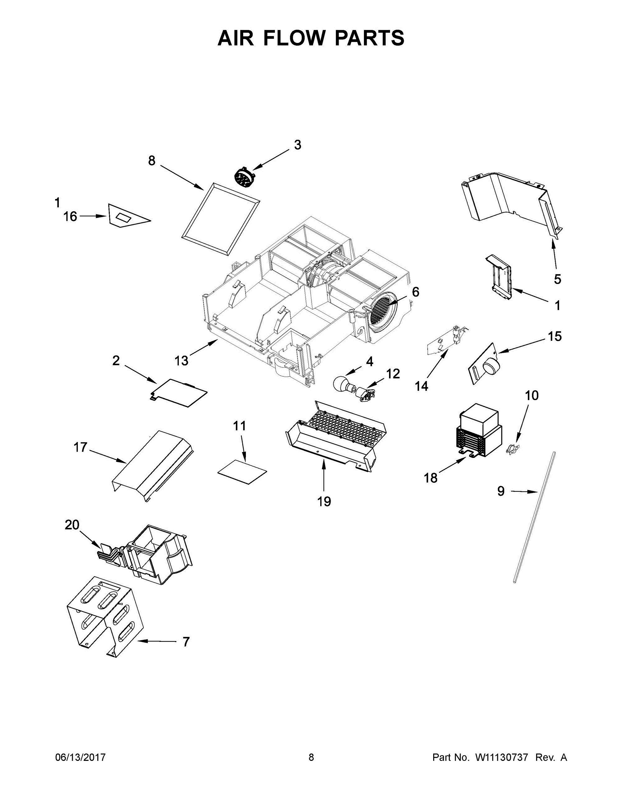 05 - AIR FLOW PARTS Diagram and Parts List for YWMH75021HV0  Whirlpool Microwave Oven Combo