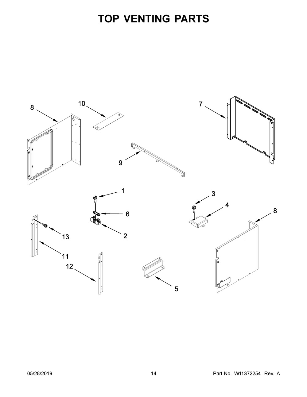 Top Venting Parts Diagram and Parts List for WOCA7EC0HZ03  Whirlpool Microwave Oven Combo