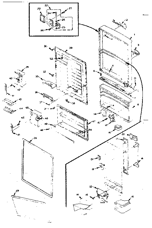 Refrigerator Door Parts Diagram and Parts List for 106M13ES-F  Kenmore Refrigerator