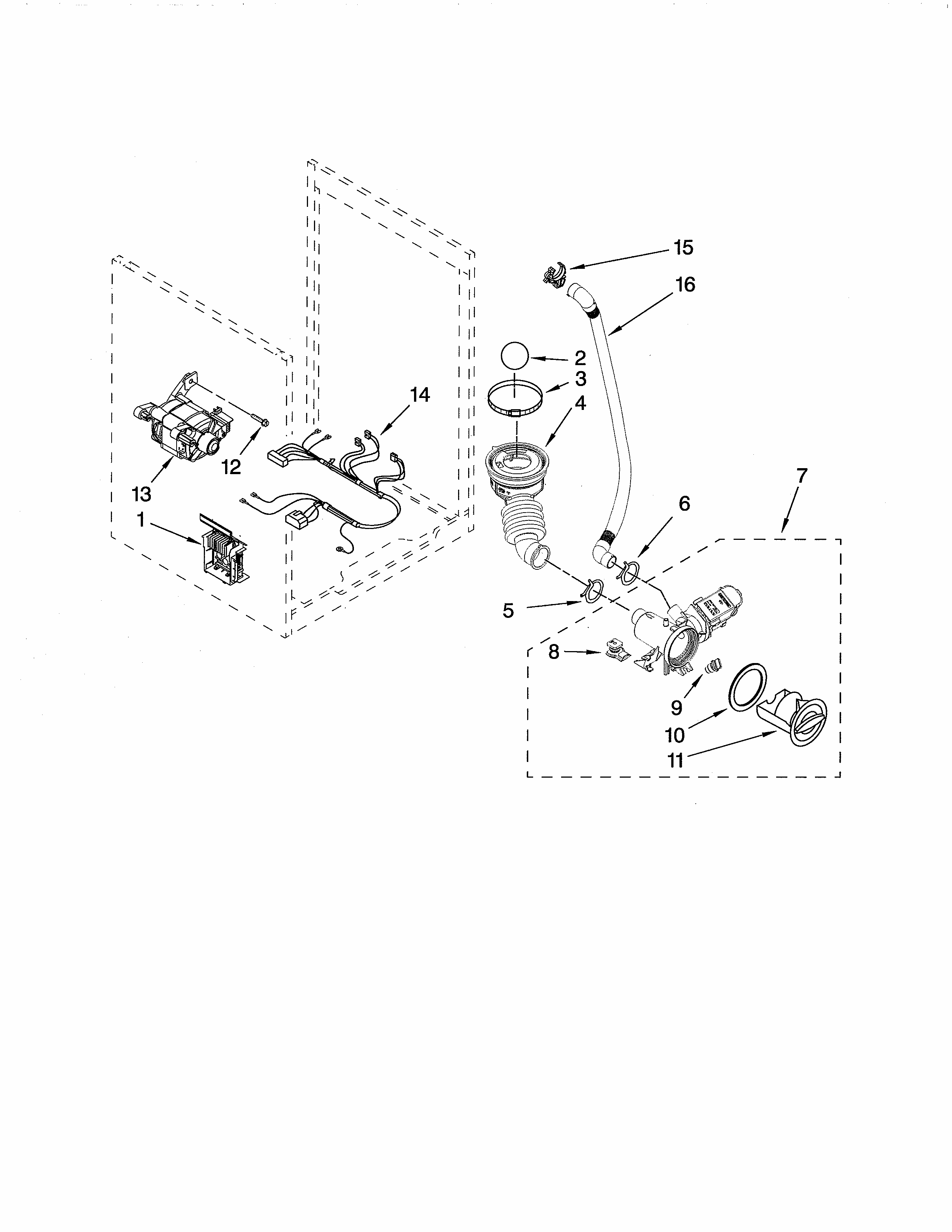 Pump & Motor Diagram and Parts List for 11047892701  Kenmore Washer