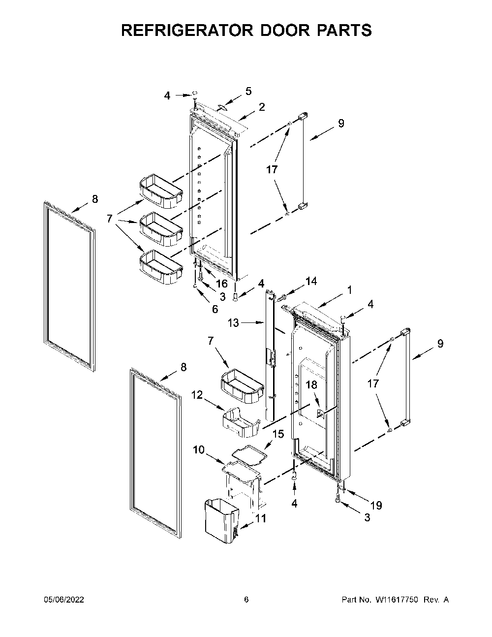 Refrigerator Door Parts Diagram and Parts List for KRFF300EBS01  KitchenAid Refrigerator