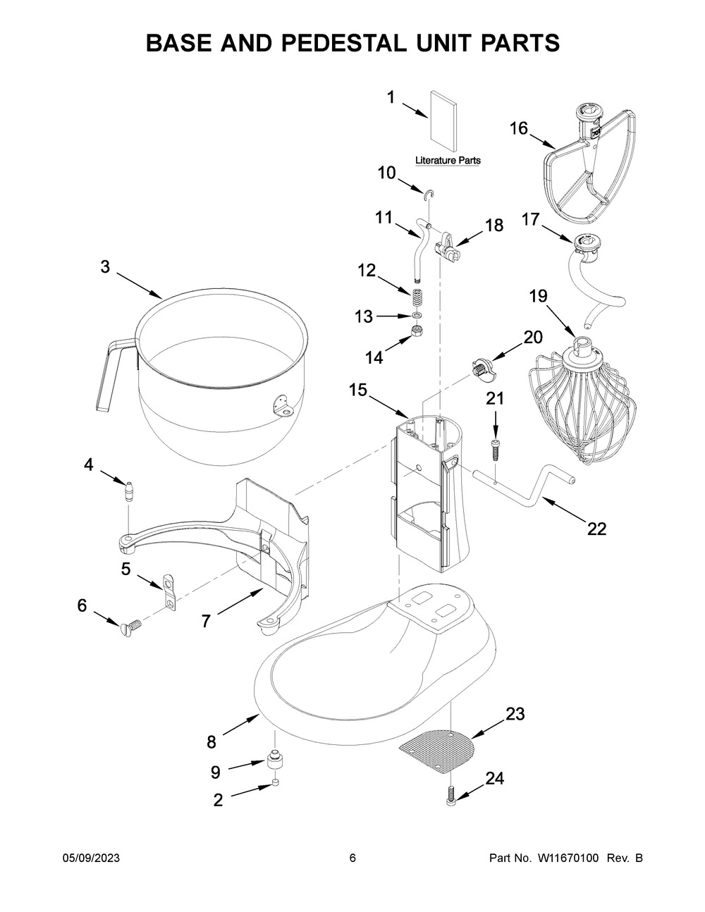 Base And Pedestal Unit Parts Diagram and Parts List for KSM8990OB1  KitchenAid Mixer