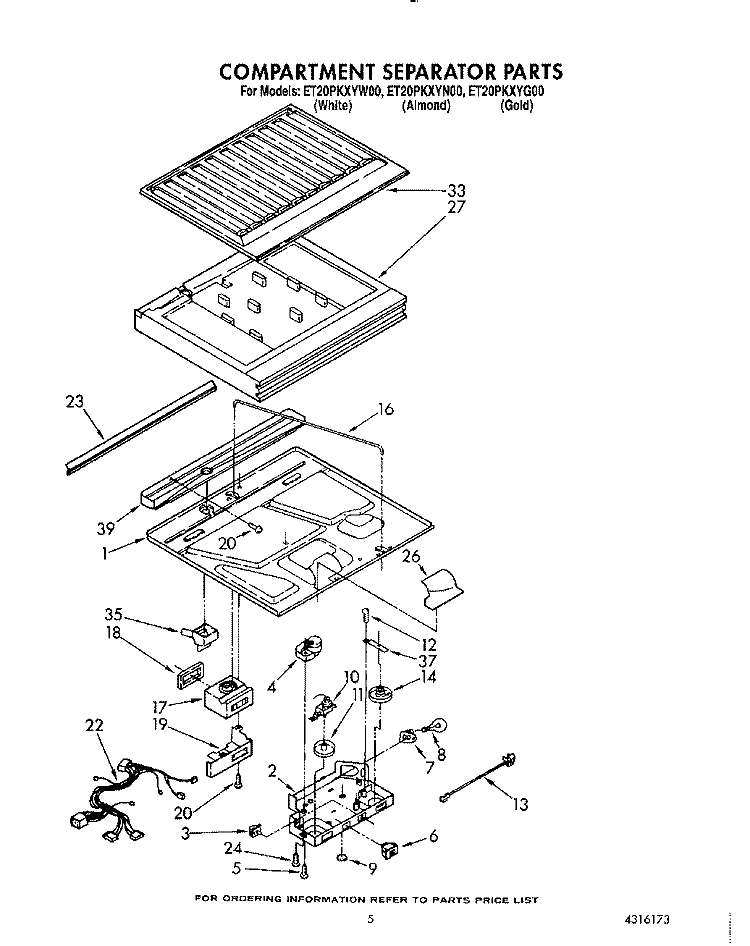 COMPARTMENT SEPARATOR Diagram and Parts List for ET20PKXYN00  Whirlpool Refrigerator