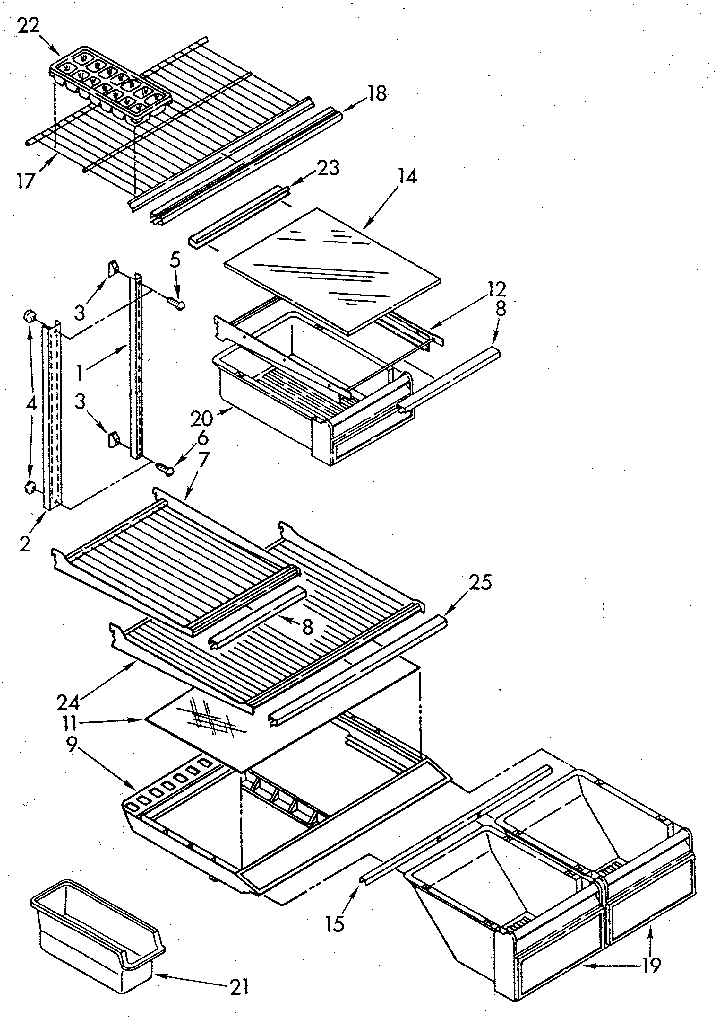 Shelf Diagram and Parts List for ET20NKXSN10  Whirlpool Refrigerator