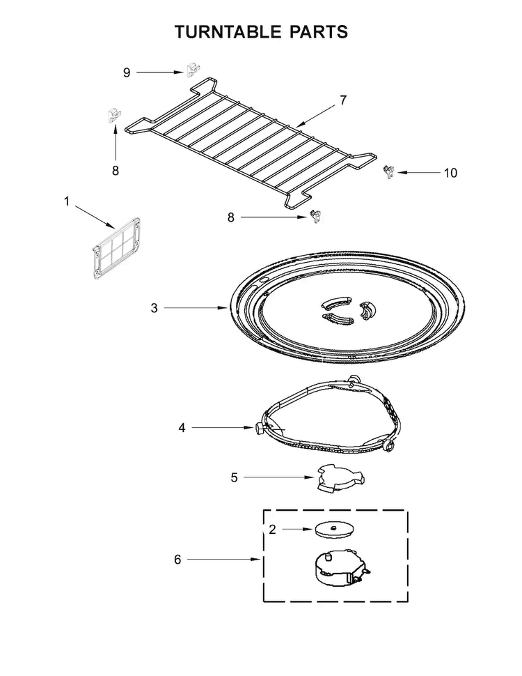 Turntable Parts Diagram and Parts List for WMH32519FB0  Whirlpool Microwave