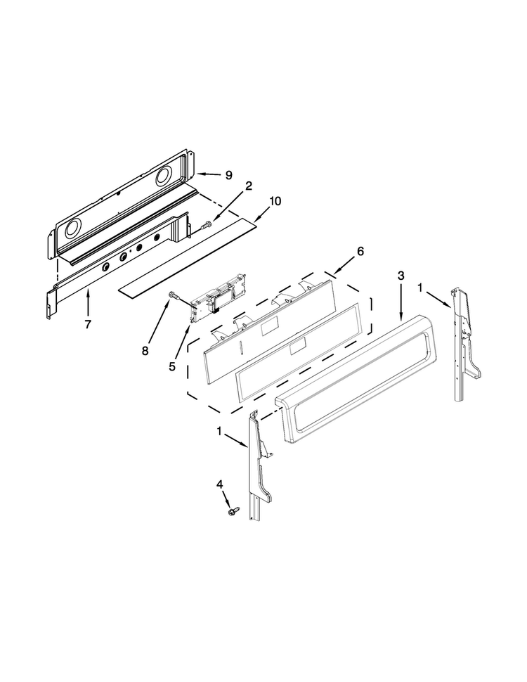 Control Panel Parts Diagram and Parts List for WGG755S0BE03  Whirlpool Range