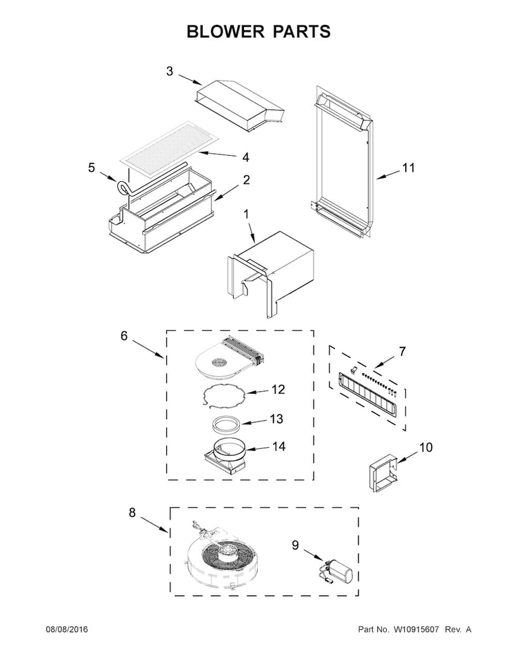 Blower Parts Diagram and Parts List for KSEG950ESS1  KitchenAid Range