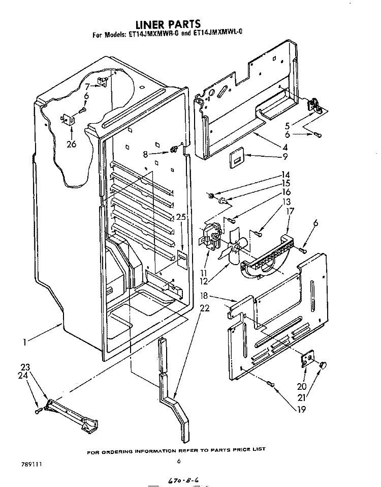 LINER , LIT/OPTIONAL Diagram and Parts List for ET14JMXMWR0  Whirlpool Refrigerator
