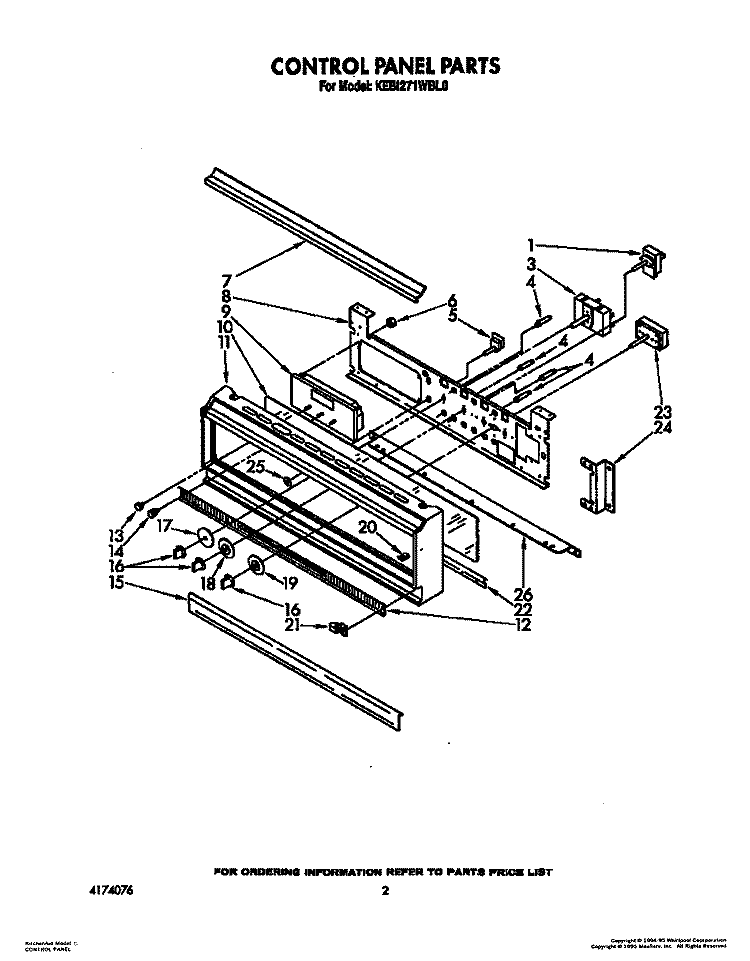 CONTROL PANEL, LIT/OPTIONAL Diagram and Parts List for KEBI271WBL0  KitchenAid Wall Oven