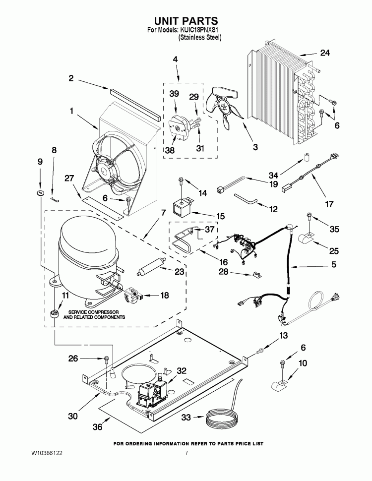 UNIT PARTS Diagram and Parts List for KUIC18PNXS1  KitchenAid Ice Maker