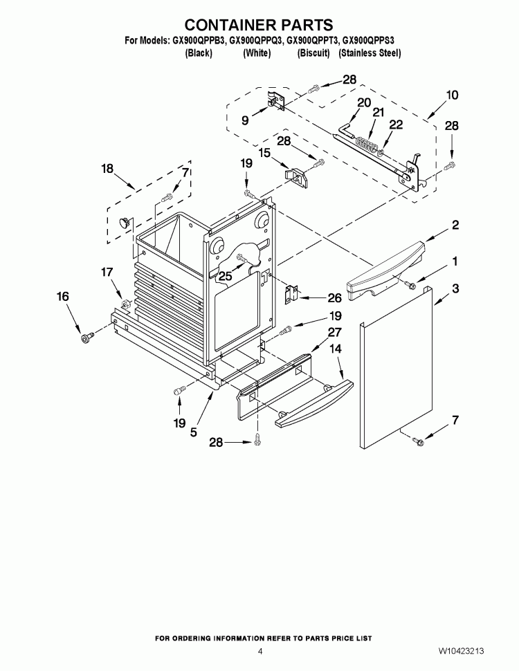 CONTAINER PARTS Diagram and Parts List for GX900QPPT3  Whirlpool Trash Compactor