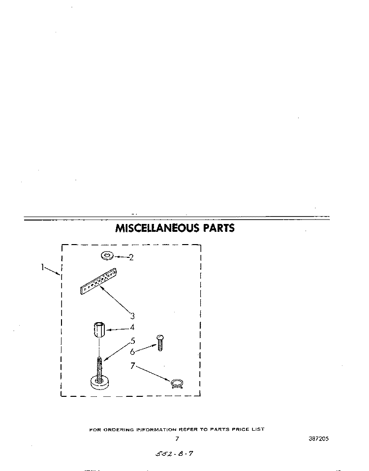 MISCELLANEOUS Diagram and Parts List for LA7450XMW1  Whirlpool Washer