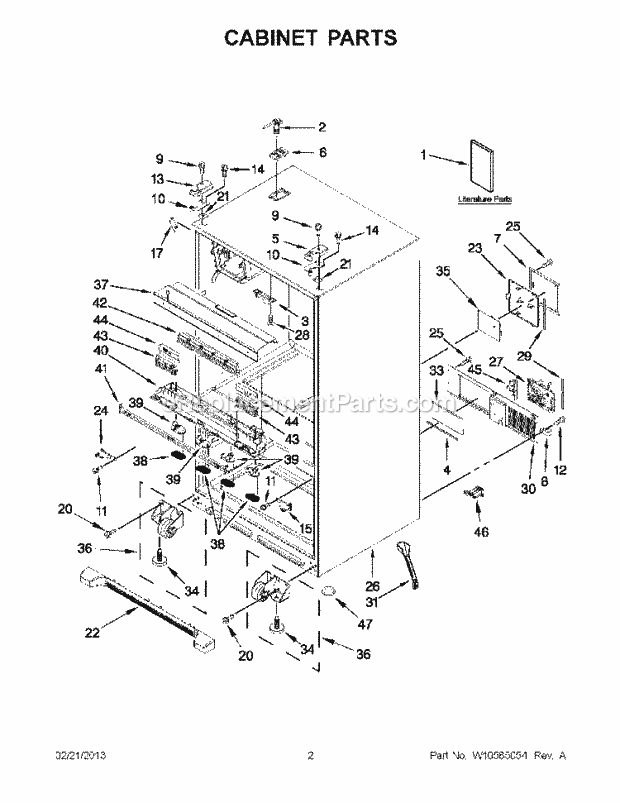 CABINET PARTS Diagram and Parts List for WRX735SDBM00  Whirlpool Refrigerator