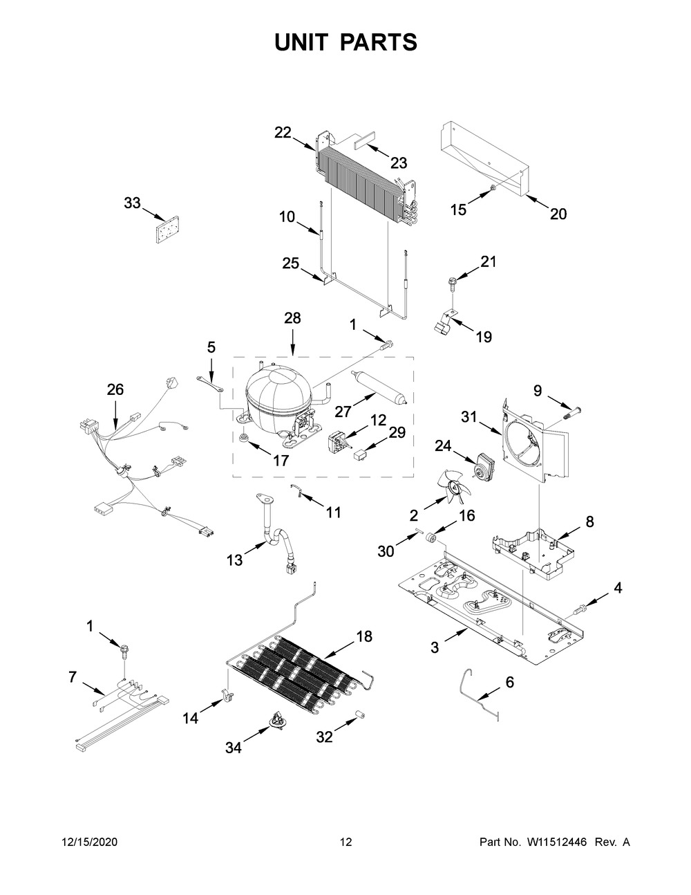 Unit Parts Diagram and Parts List for MBL1957FEZ06  Whirlpool Refrigerator
