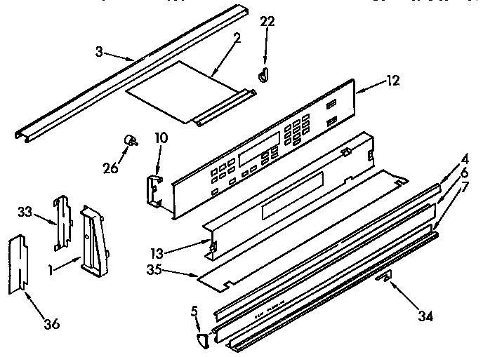 Control Panel Diagram and Parts List for KEDS207AL1  KitchenAid Range