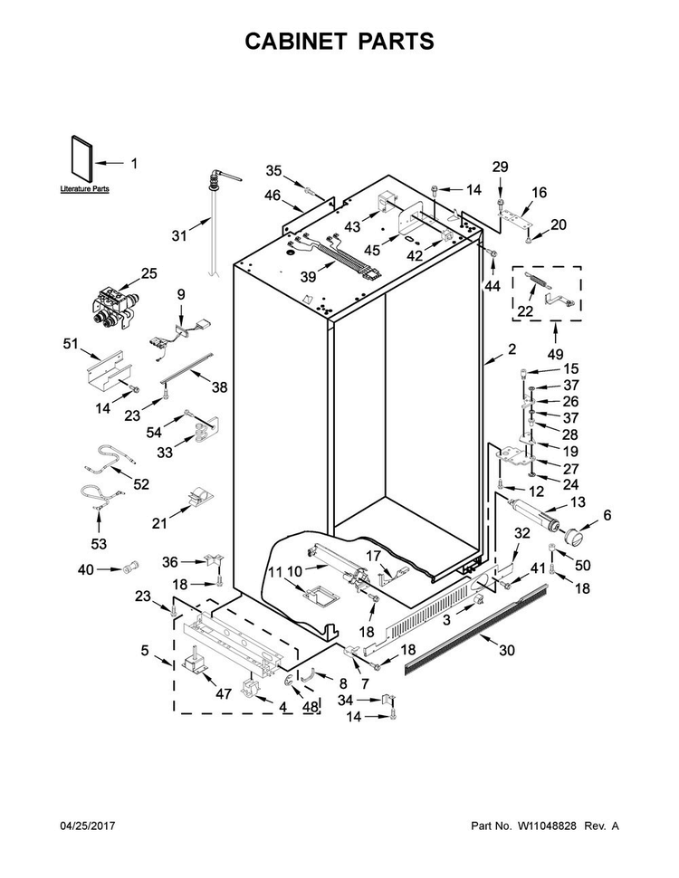 Cabinet Parts Diagram and Parts List for KBSD618ESS01  KitchenAid Refrigerator