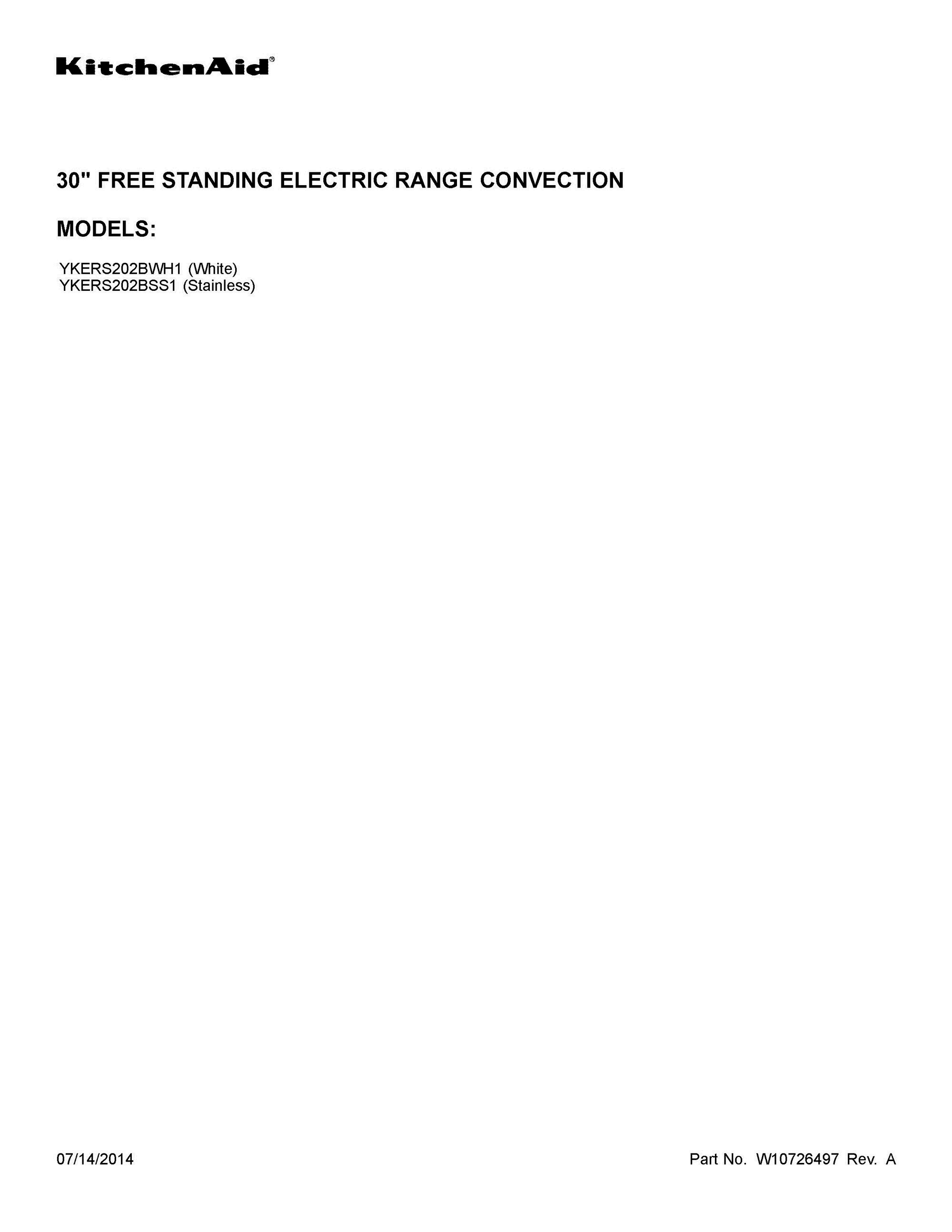 01 - COVER SHEET Diagram and Parts List for YKERS202BSS1  Whirlpool Range
