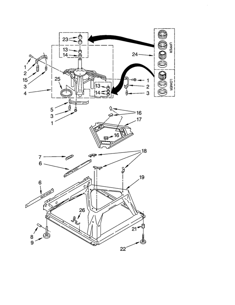 Machine Base Diagram and Parts List for LBR4121JQ2  Whirlpool Washer