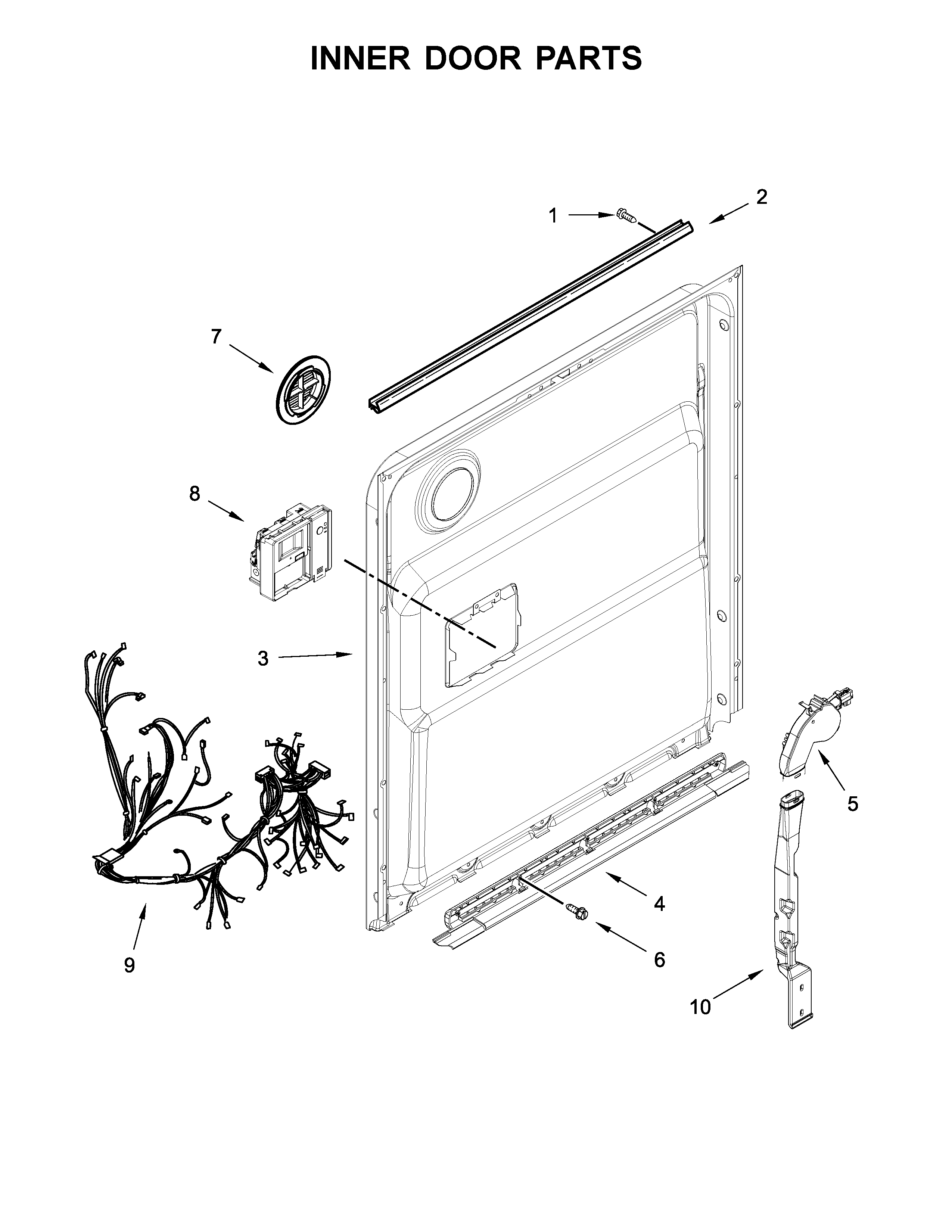04 - INNER DOOR PARTS Diagram and Parts List for WDT730PAHZ0  Whirlpool Dishwasher