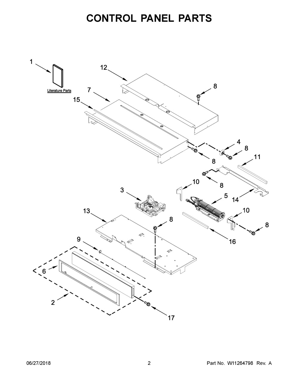 Control Panel Parts Diagram and Parts List for WOS51EC0HB01  Whirlpool Wall Oven
