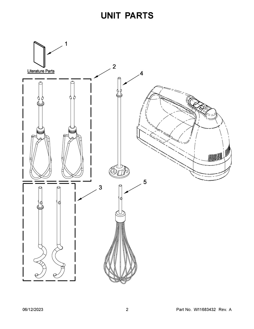 Unit Parts Diagram and Parts List for 5KHM9212TBM0  KitchenAid Mixer