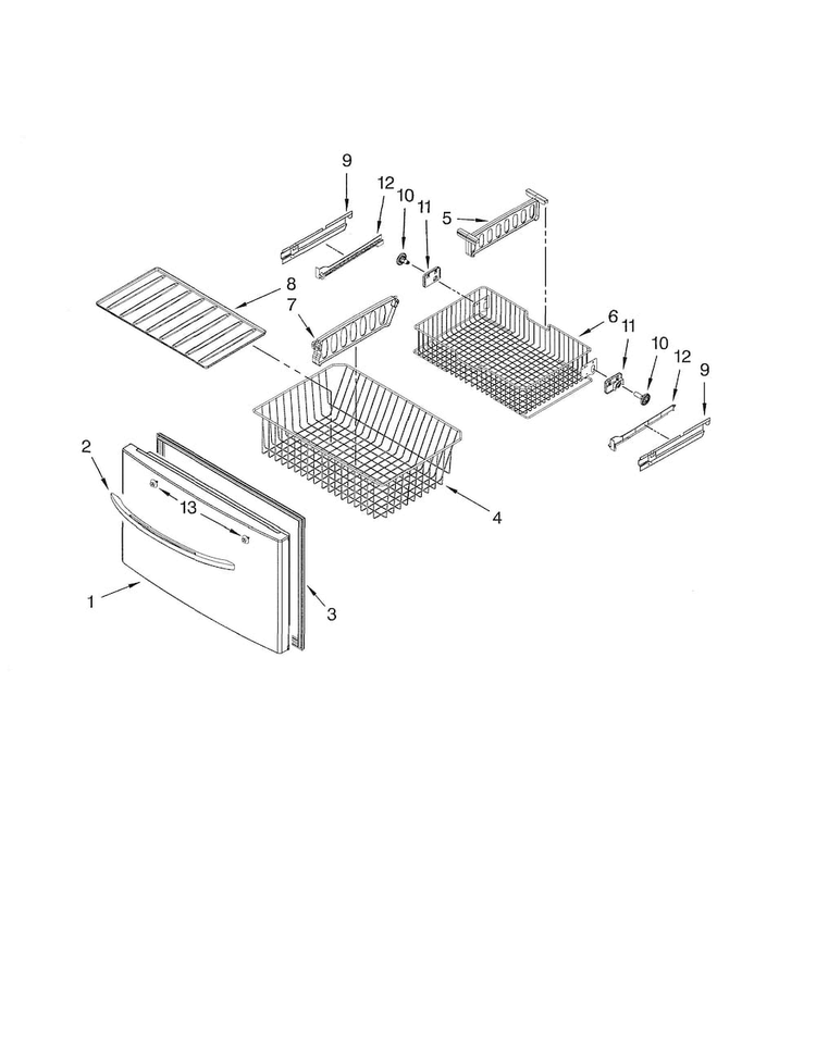 Freezer Door Parts Diagram and Parts List for GI5FSAXVY03  Whirlpool Refrigerator