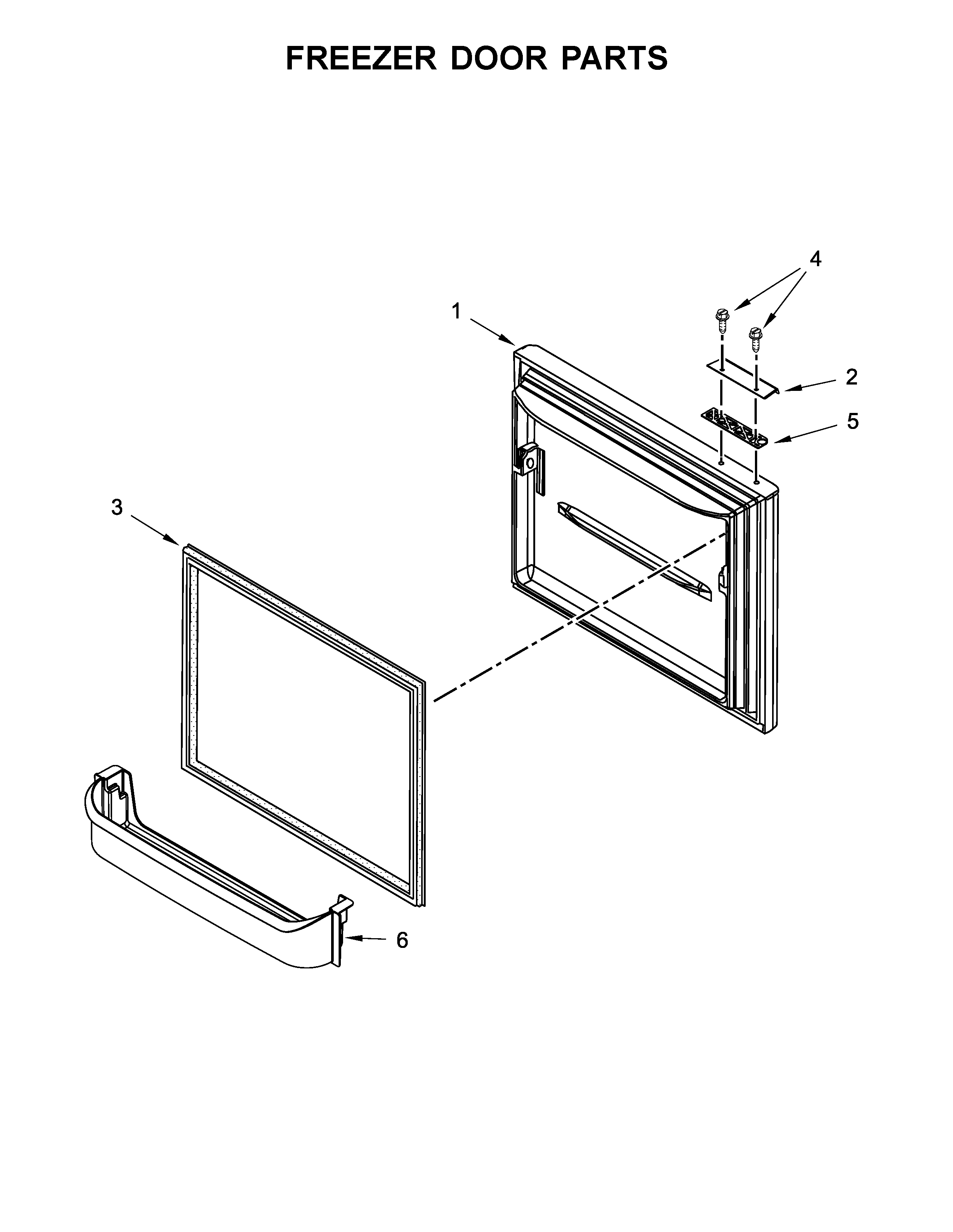 Freezer Door Parts Diagram and Parts List for IX3HHGXSS000  Whirlpool Refrigerator