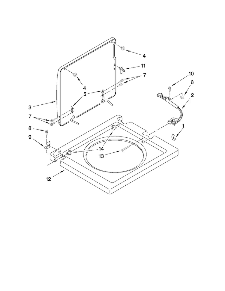 Washer Top And Lid Parts Diagram and Parts List for 11088732799  Kenmore Washer Dryer Combo