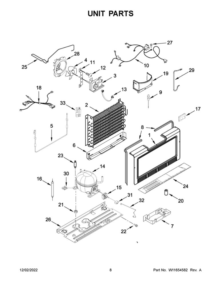 Unit Parts Diagram and Parts List for WZF57R16FW09  Whirlpool Freezer