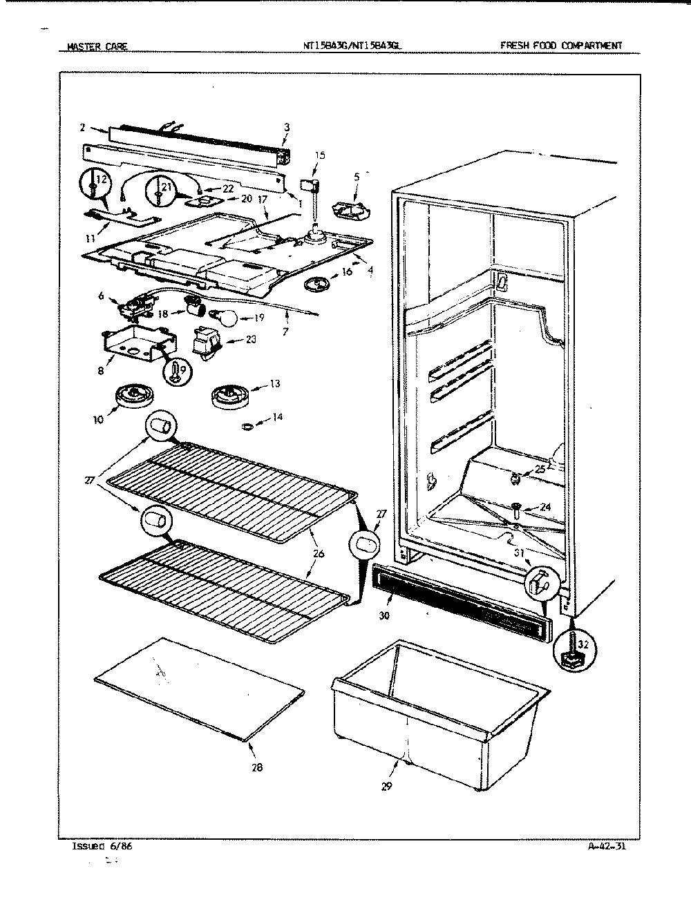 03 - Fresh Food Compartment Diagram and Parts List for NT15B43GLA  Whirlpool Refrigerator