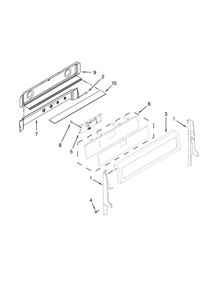 Control Panel Parts Diagram and Parts List for WGG745S0FH01  Whirlpool Range