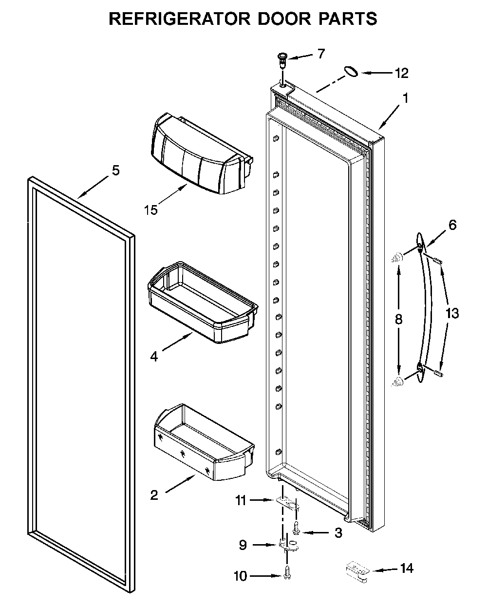 Refrigerator door parts Diagram and Parts List for 10651782413  Kenmore Refrigerator