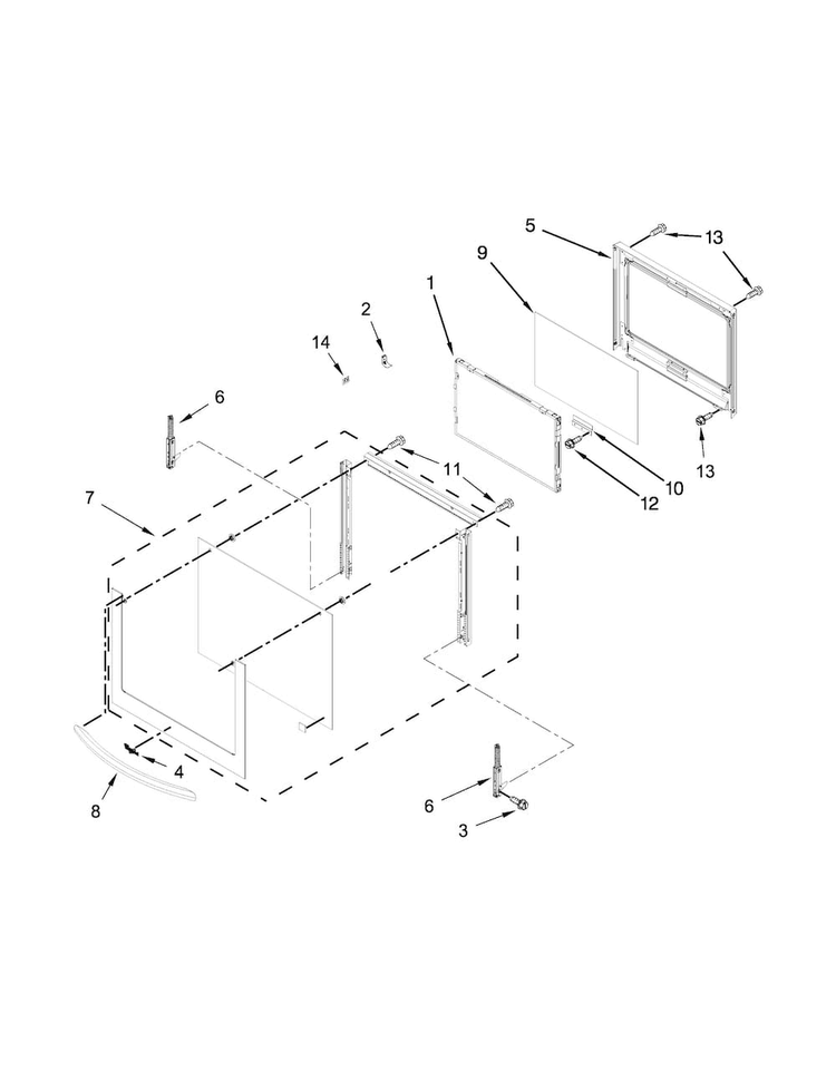 Oven Door Parts Diagram and Parts List for WOC97ES0ES01  Whirlpool Microwave