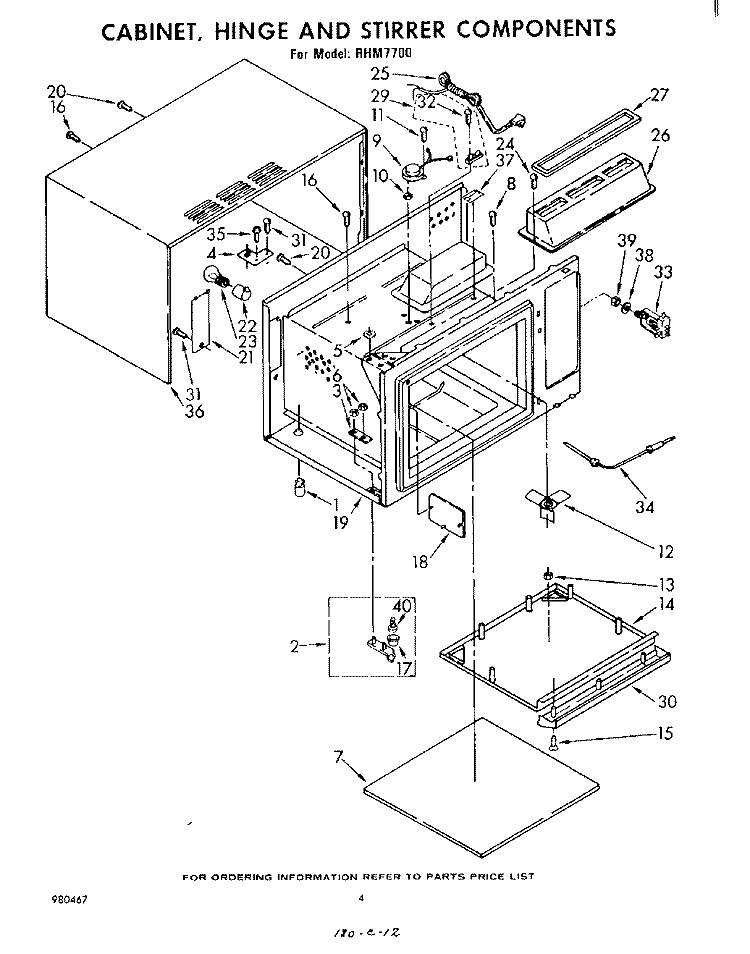 SECTION Diagram and Parts List for RHM7700  Whirlpool Microwave