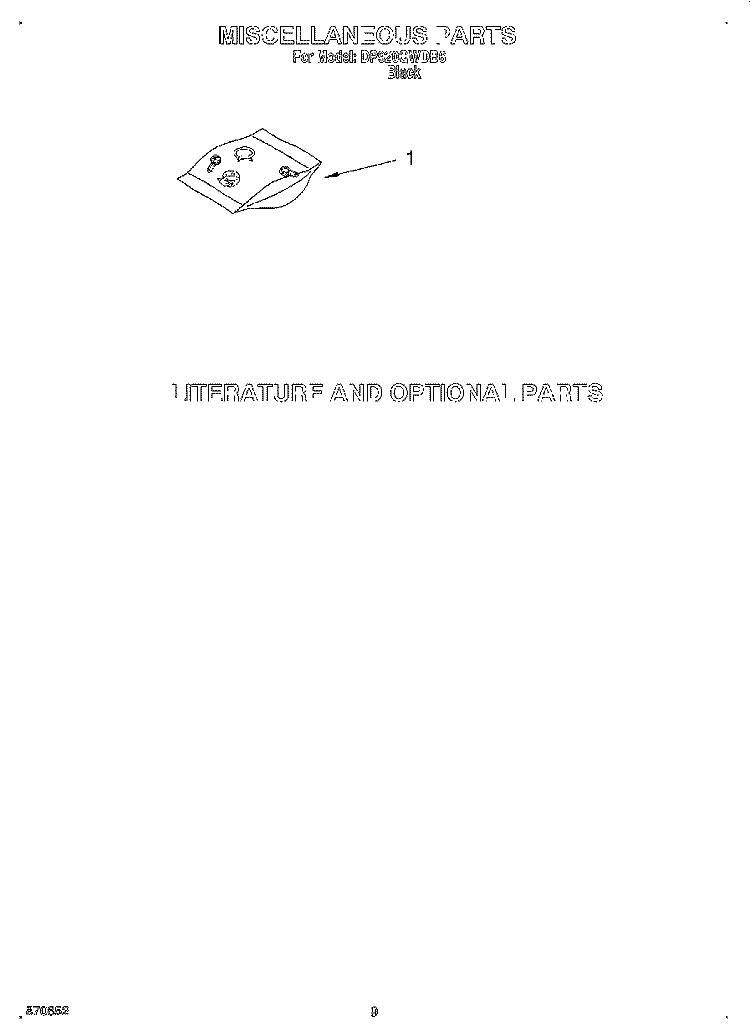 MISCELLANEOUS, LIT/OPTIONAL Diagram and Parts List for DP920QWDB6  Whirlpool Dishwasher