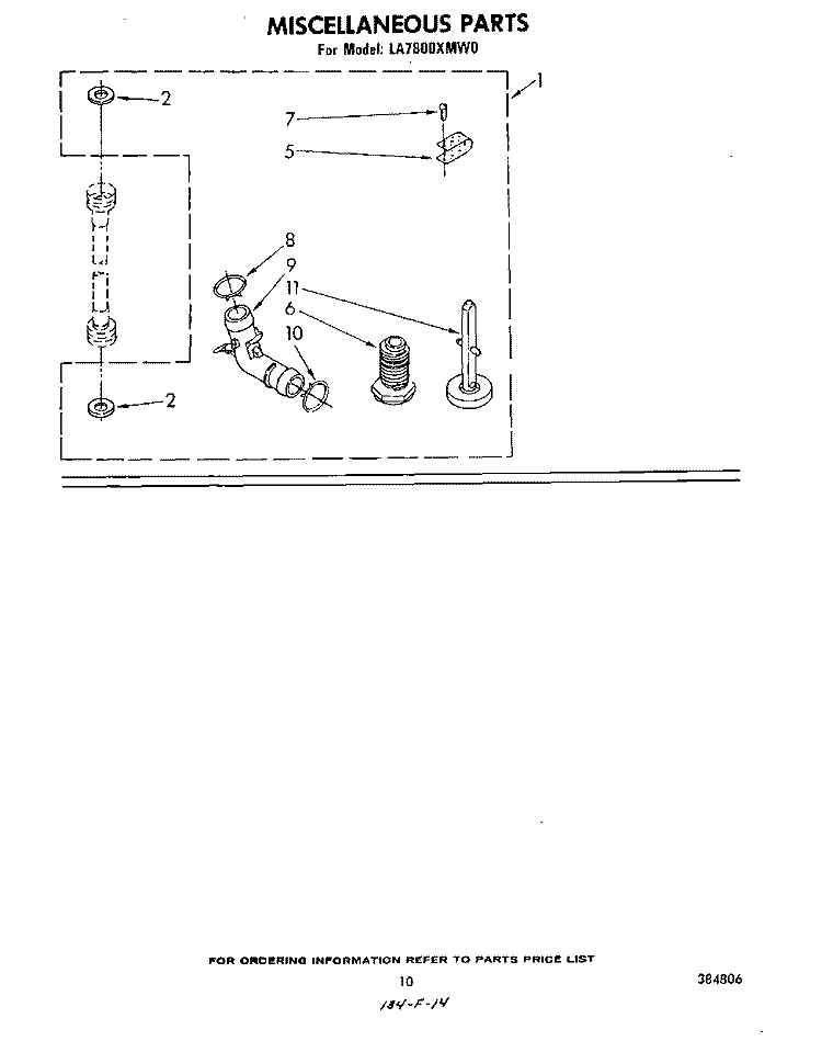 MISCELLANEOUS, LITERATURE AND OPTIONAL Diagram and Parts List for LA7800XMW0  Whirlpool Washer