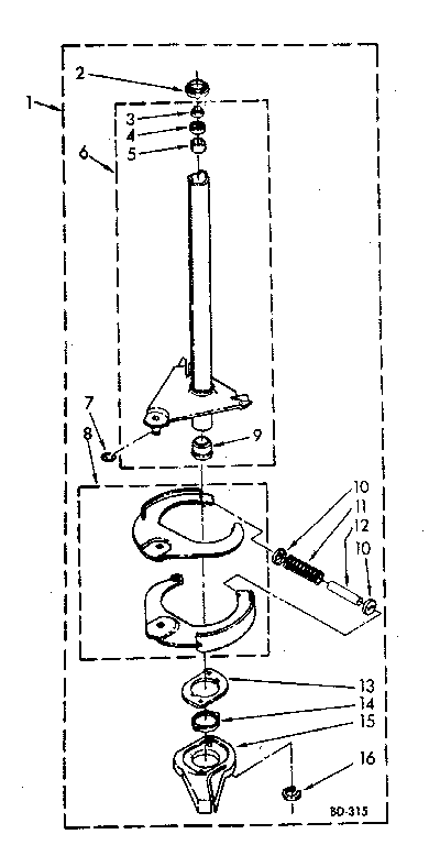 Brake And Drive Tube Diagram and Parts List for LA5580XSN0  Whirlpool Washer