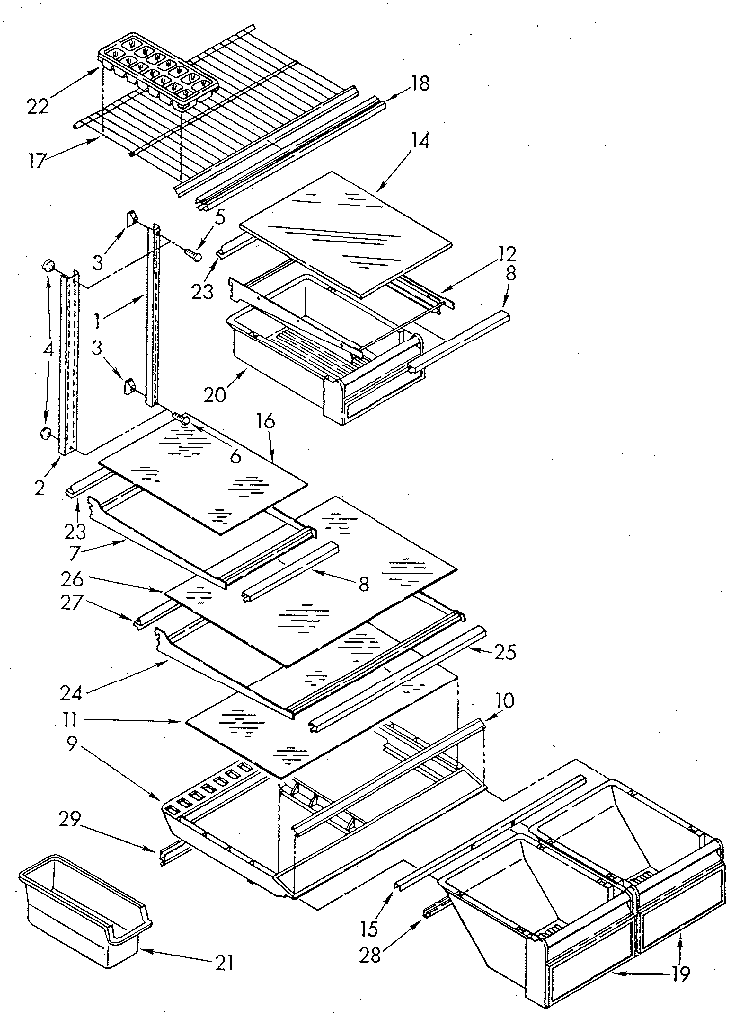 Shelf Diagram and Parts List for ET20GKXSG02  Whirlpool Refrigerator