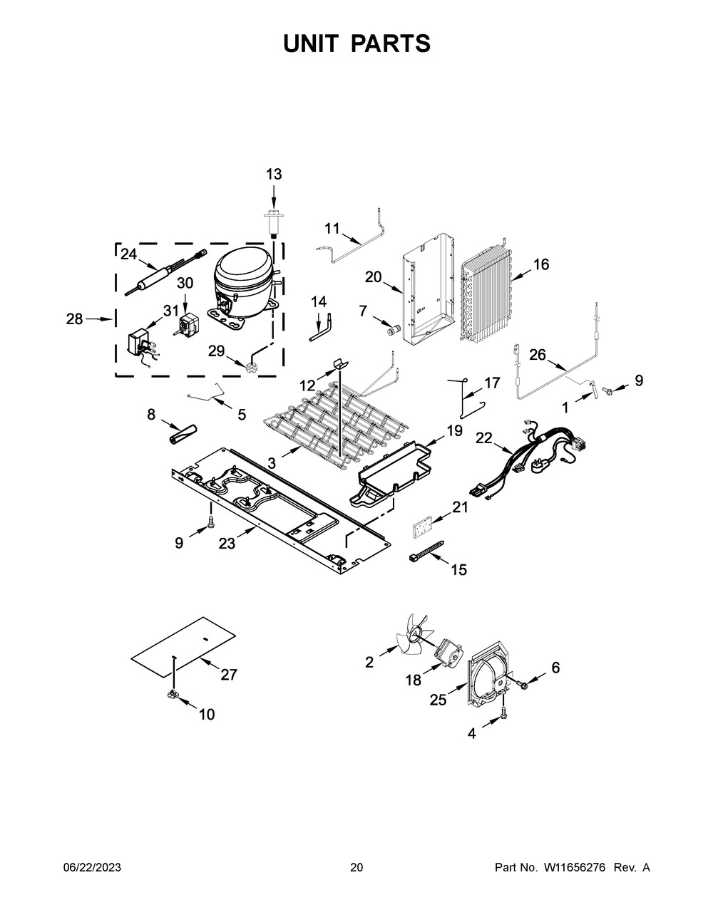 Unit Parts Diagram and Parts List for WRS571CIHV05  Whirlpool Refrigerator