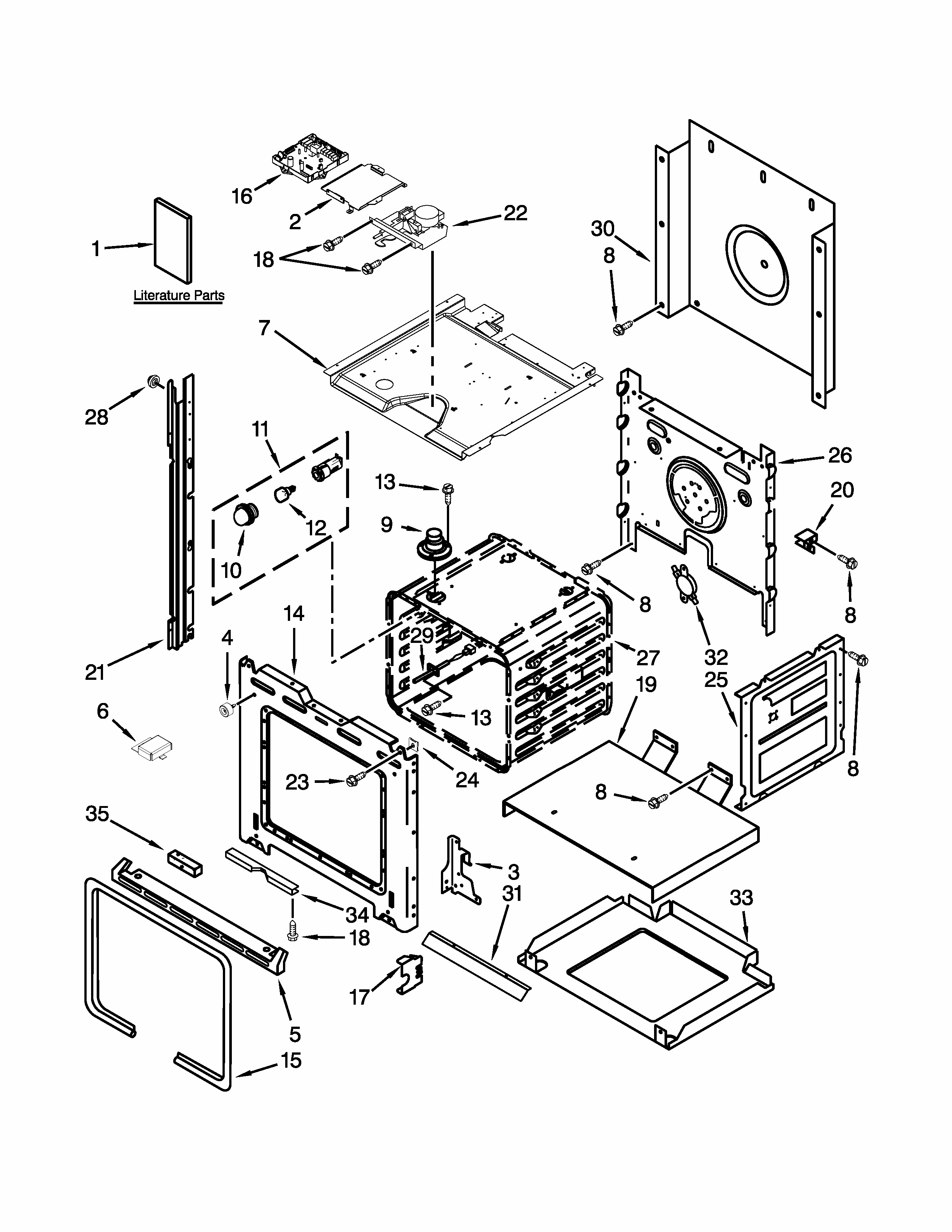 Oven Parts Diagram and Parts List for IBS650PXB01  Whirlpool Wall Oven