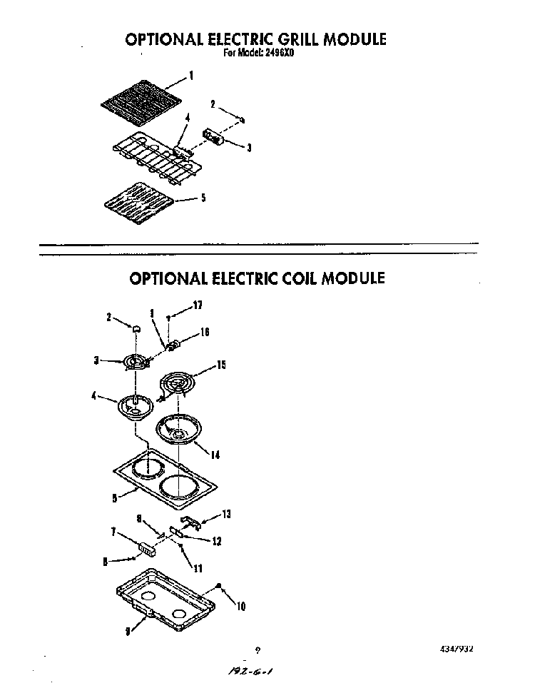 ^electric Grill Diagram and Parts List for 2496*0A  Roper Range