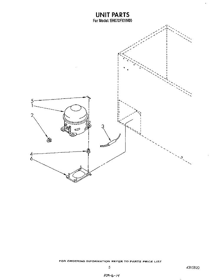 SECTION Diagram and Parts List for EH070FXVN00  Whirlpool Freezer